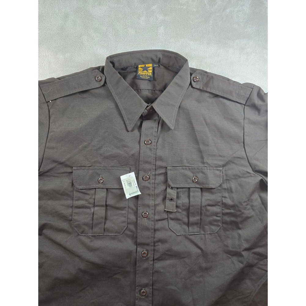 NWT Propper Tactical Shirt Mens XXL 2XL Brown Long Sleeve Ripstop Work Uniform